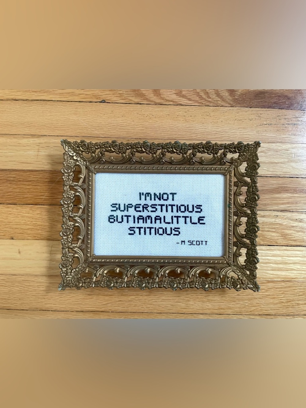 Framed Cross-Stitch: The Office Quote